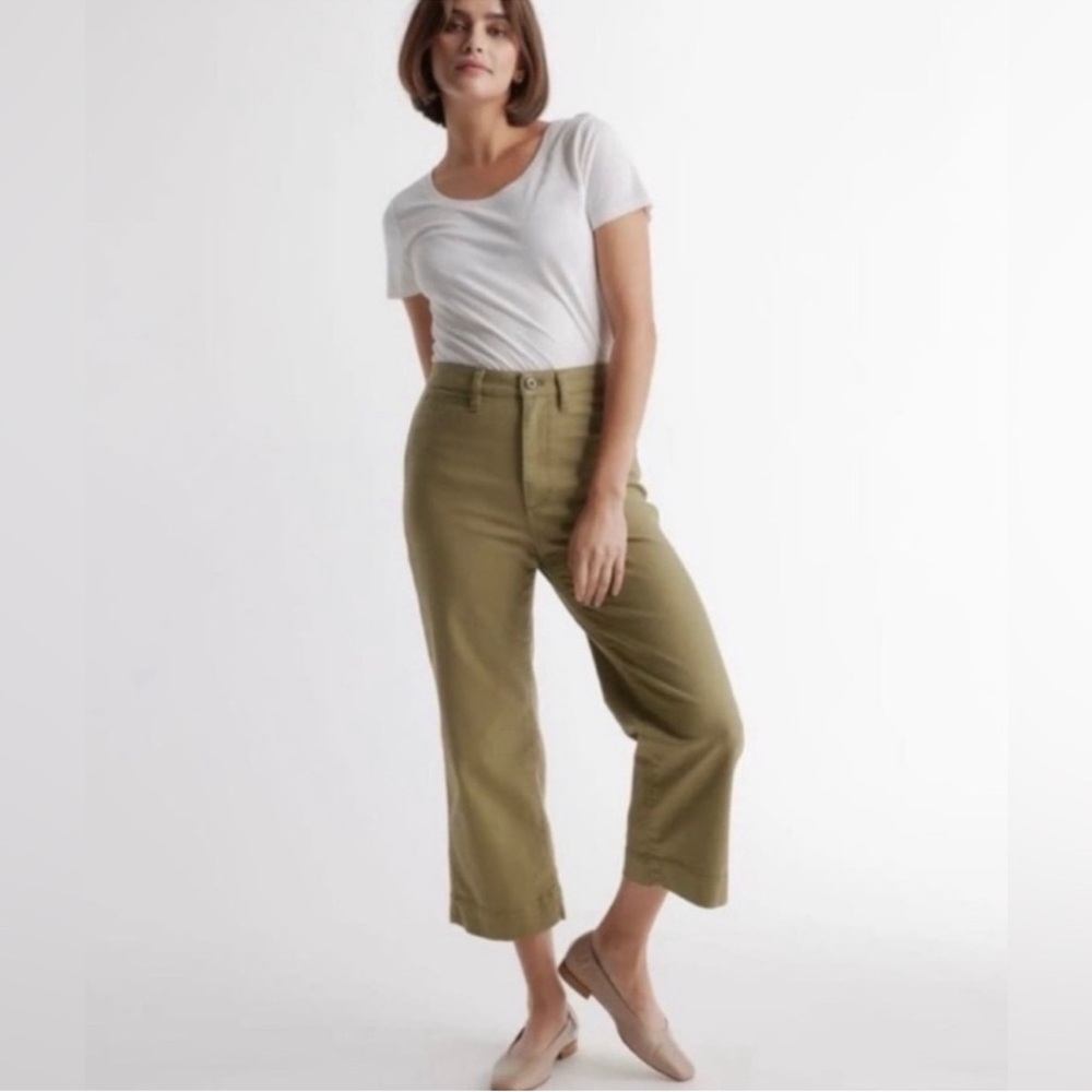 Quince Stretch Cotton Twill Wide-Leg Crop Pant